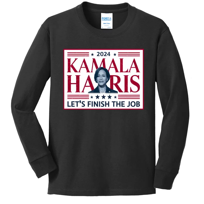 LetS Finish The Job Kamala Harris 2024 Kids Long Sleeve Shirt