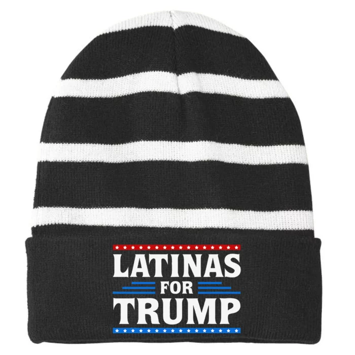 Latinas For Trump 2024 Election Vote Latina Women Republican Striped Beanie with Solid Band