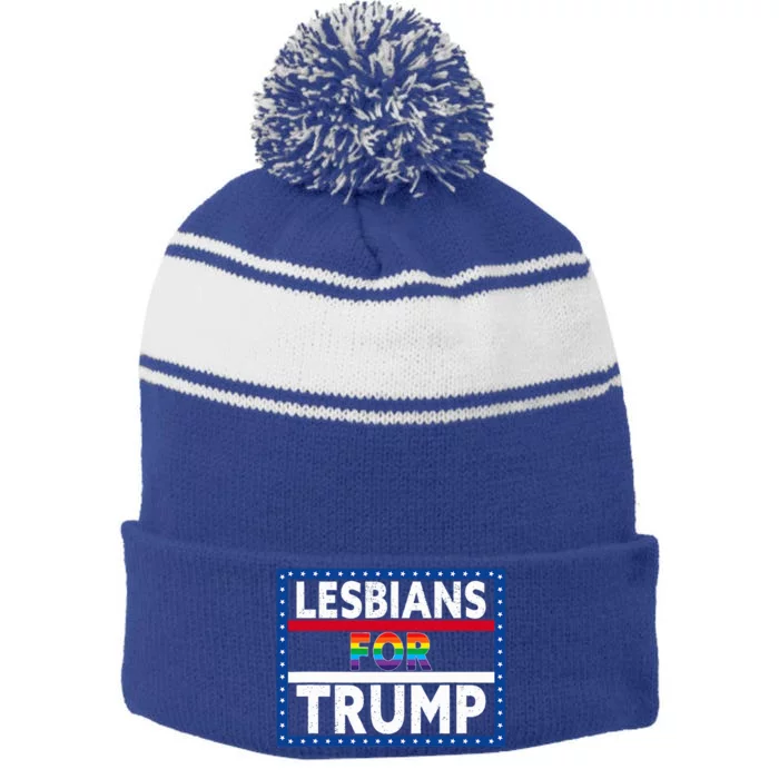 Lesbians For Trump 2024 President Election Vote Trump Stripe Pom Pom Beanie