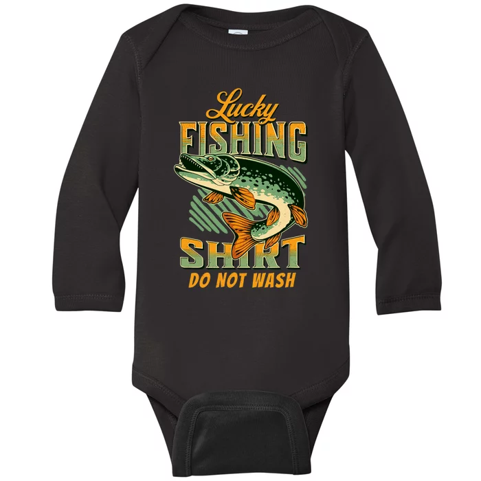 Lucky Fishing Tee Do Not Wash Vintage Fishing Lover Baby Long Sleeve Bodysuit