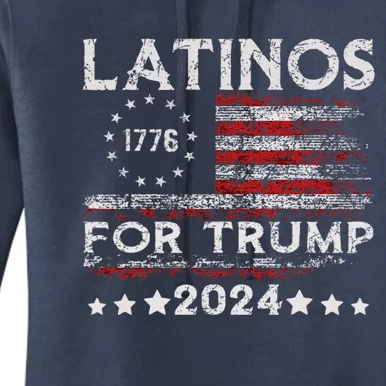 Latinos For Trump 2024 Funny Election Usa Flag Women's Pullover Hoodie