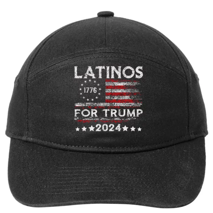 Latinos For Trump 2024 Funny Election Usa Flag 7-Panel Snapback Hat