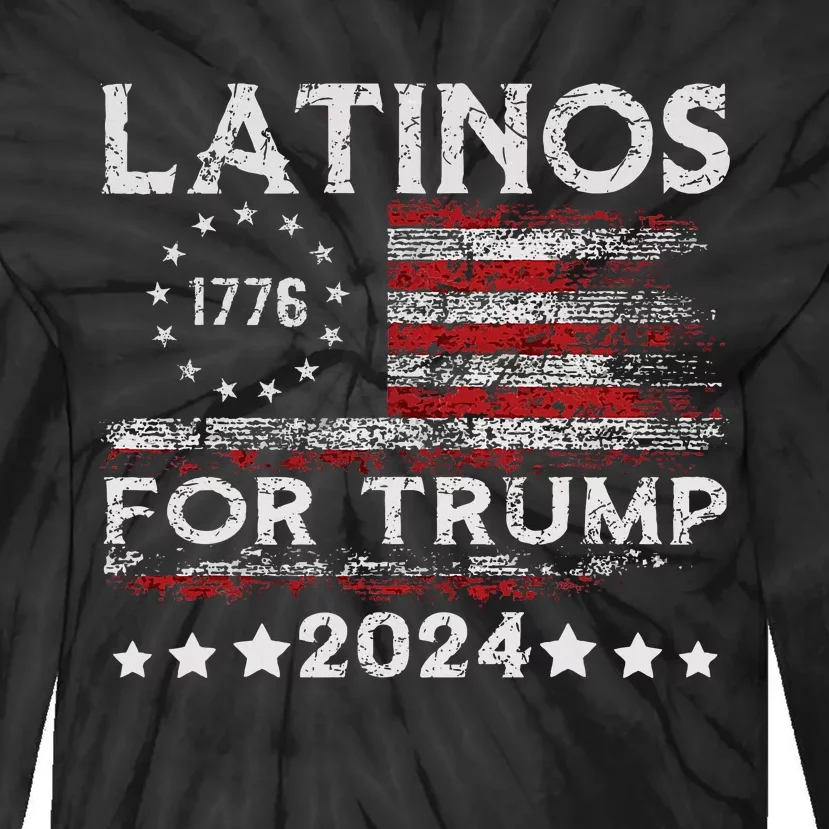 Latinos For Trump 2024 Funny Election Usa Flag Tie-Dye Long Sleeve Shirt