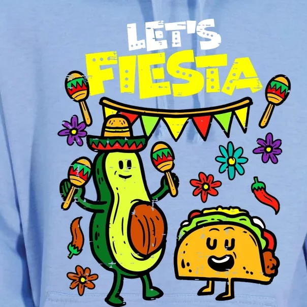 Lets Fiesta Taco Avocado Funny Cinco De Mayo Mexican Party Unisex Surf Hoodie