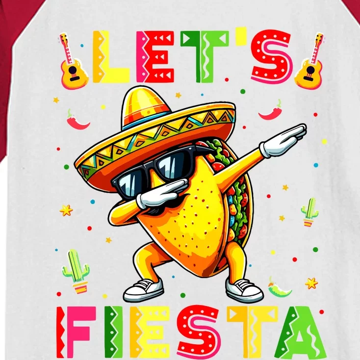 Lets Fiesta Taco Cinco De Mayo Boy Mexican Party Kids Colorblock Raglan Jersey