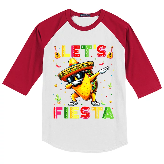 Lets Fiesta Taco Cinco De Mayo Boy Mexican Party Kids Colorblock Raglan Jersey