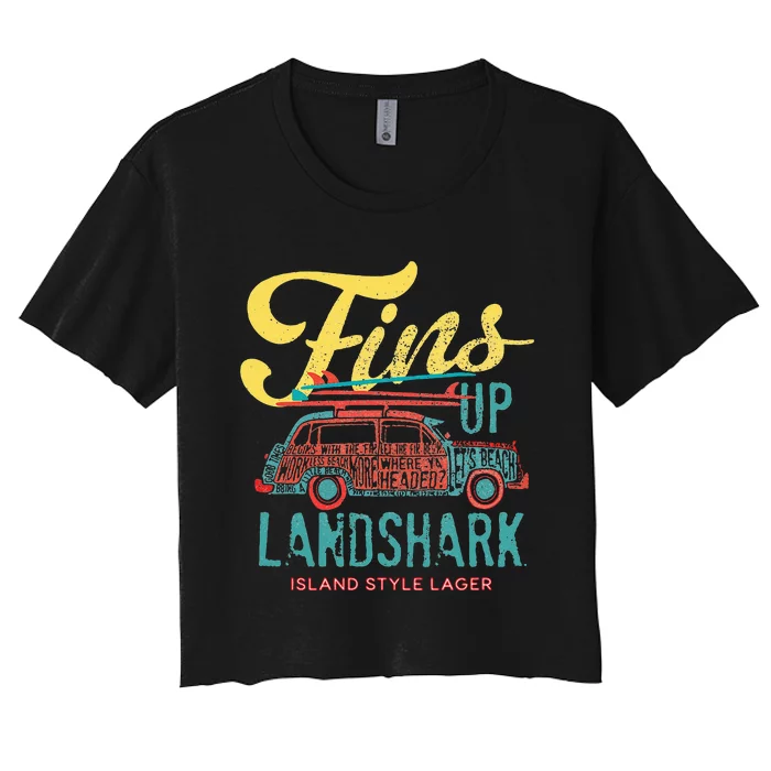 LANDSHARK FINS UP WOODY Women's Crop Top Tee