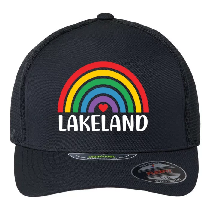 Lakeland Florida Usa Travel I Love Lakeland Funny Gift Flexfit Unipanel Trucker Cap