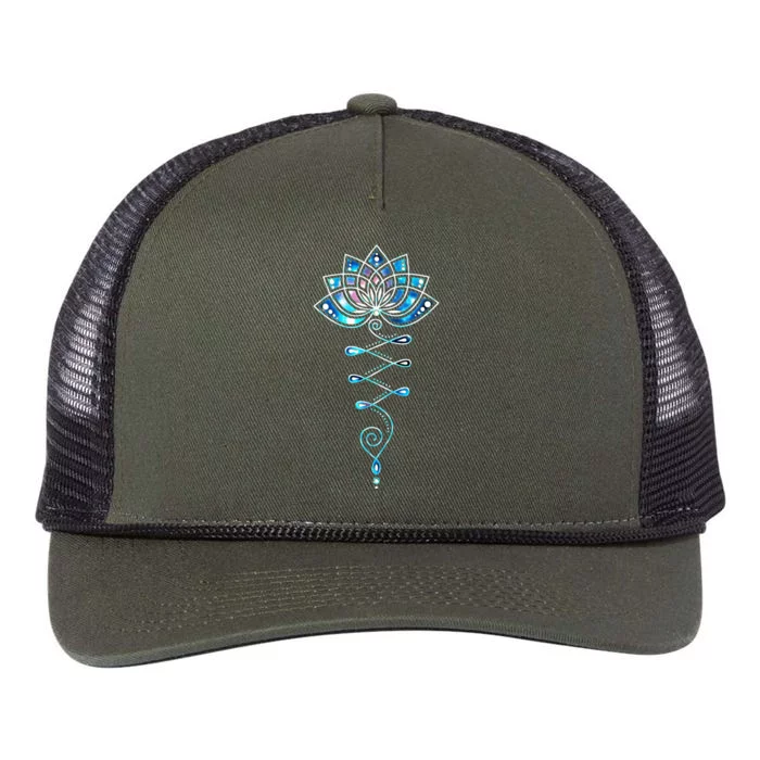 Lotus Flower Unalome Yoga Meditation Awareness Zen Retro Rope Trucker Hat Cap