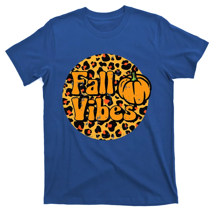Leopard Fall Vibes Cute Autumn Thanksgiving T-Shirt