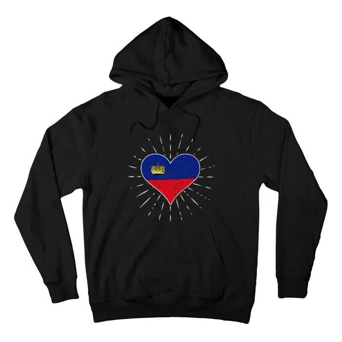 Liechtenstein Flag Vintage Heart Liechtenstein Lover Retro Tall Hoodie