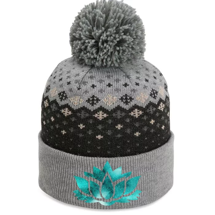 Lotus Flower Yoga Spiritual Dreamy Teal Colorful Gift The Baniff Cuffed Pom Beanie