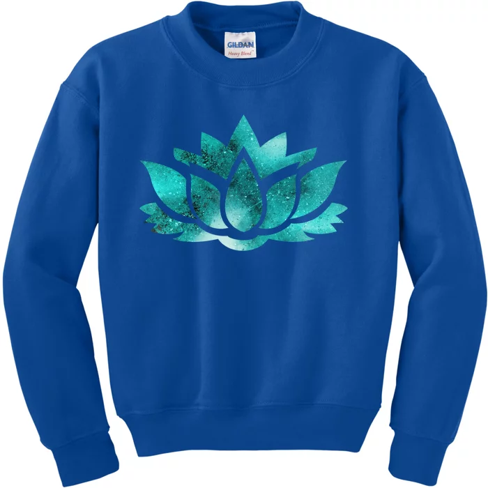 Lotus Flower Yoga Spiritual Dreamy Teal Colorful Gift Kids Sweatshirt