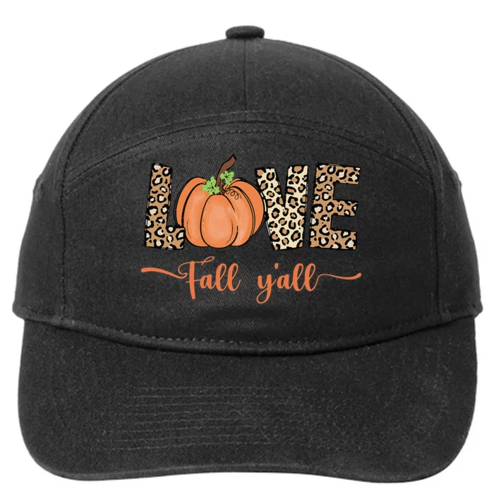 Love Fall Y'all Leopard Print Pumpkin Thanksgiving 7-Panel Snapback Hat