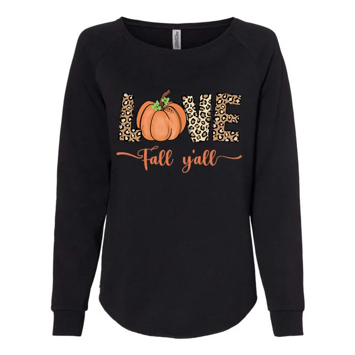 Love Fall Y'all Leopard Print Pumpkin Thanksgiving Womens California Wash Sweatshirt