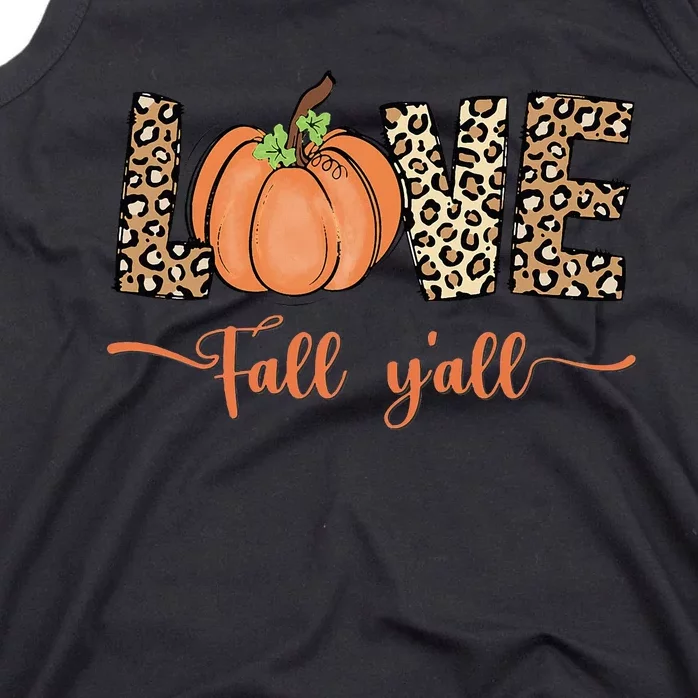 Love Fall Y'all Leopard Print Pumpkin Thanksgiving Tank Top