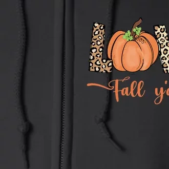 Love Fall Y'all Leopard Print Pumpkin Thanksgiving Full Zip Hoodie