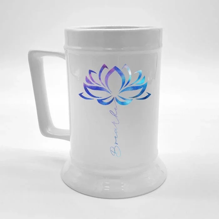 Lotus Flower Yoga Breathe Meditation Gift Peace Love Front & Back Beer Stein