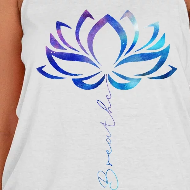 Lotus Flower Yoga Breathe Meditation Gift Peace Love Women's Knotted Racerback Tank