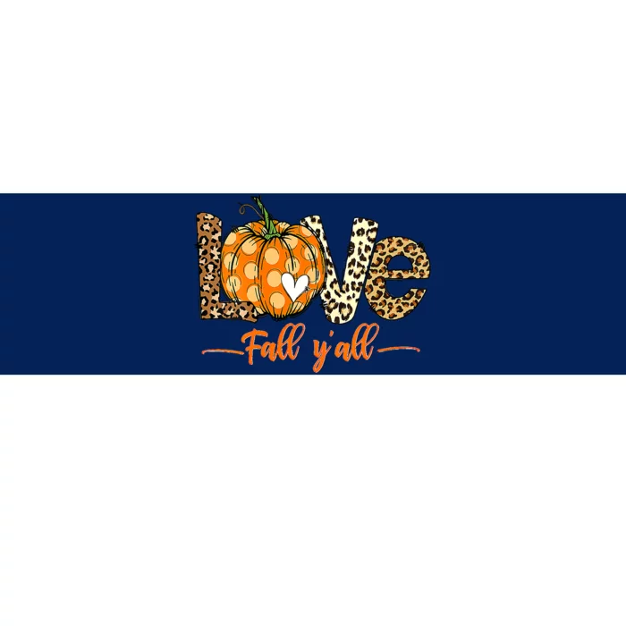 Love Fall Y'All Leopard Pumpkin Fall Bumper Sticker