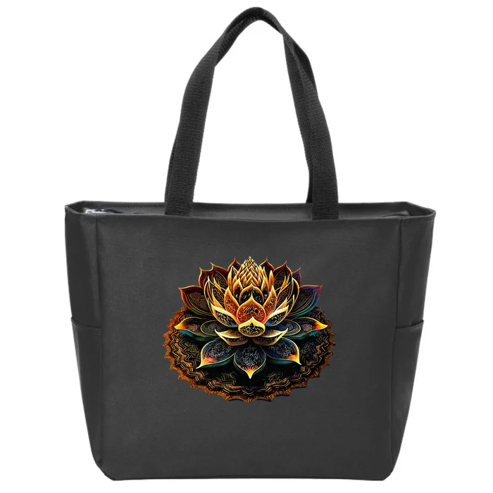 Lotus Flower Yoga Zen Bohemian Namaste Meditation Zip Tote Bag