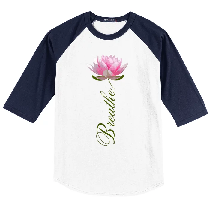 Lotus Flower Yoga Breathe Meditation Gift Peace Love Baseball Sleeve Shirt