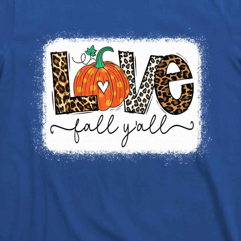 Love Fall Yall Autumn Season Leopard Print Pumpkin Plaid Cute Gift T-Shirt