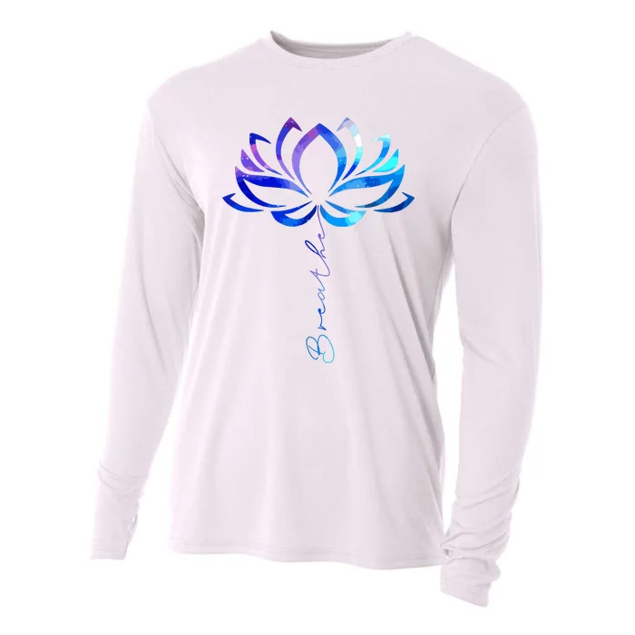 Lotus Flower Yoga Breathe Meditation Gift Peace Love Cooling Performance Long Sleeve Crew