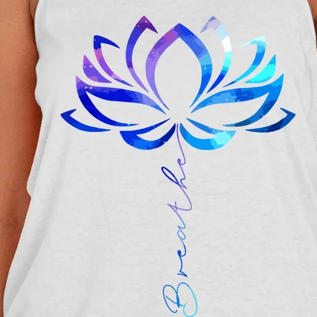 Lotus Flower Yoga Breathe Meditation Gift Peace Love Women's Knotted Racerback Tank