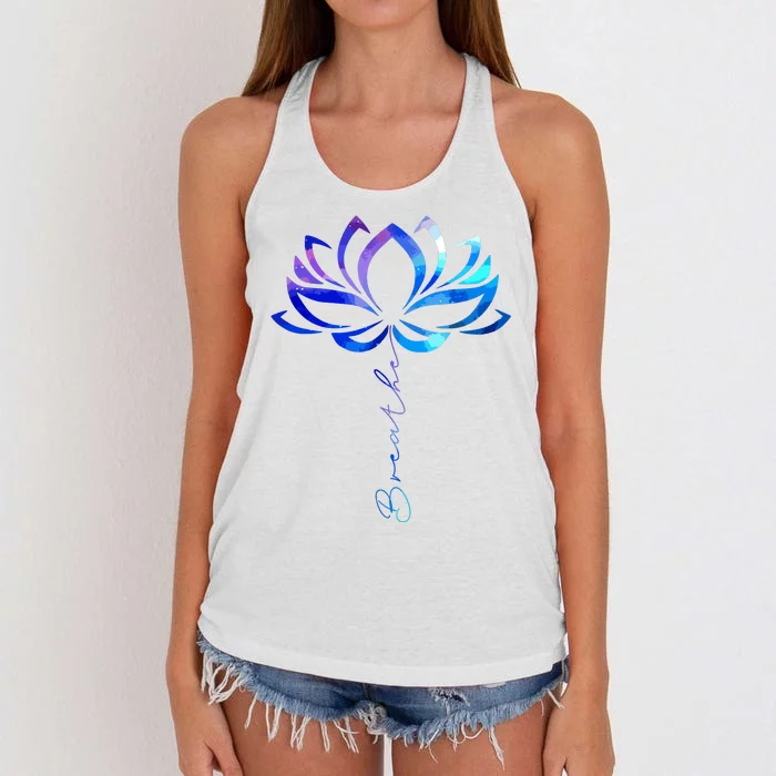 Lotus Flower Yoga Breathe Meditation Gift Peace Love Women's Knotted Racerback Tank