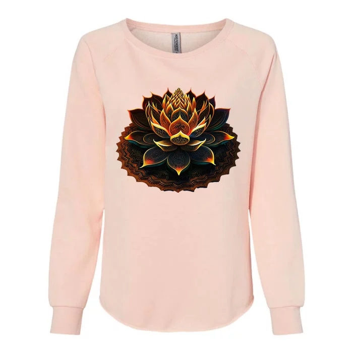 Lotus Flower Yoga Zen Bohemian Namaste Meditation Womens California Wash Sweatshirt