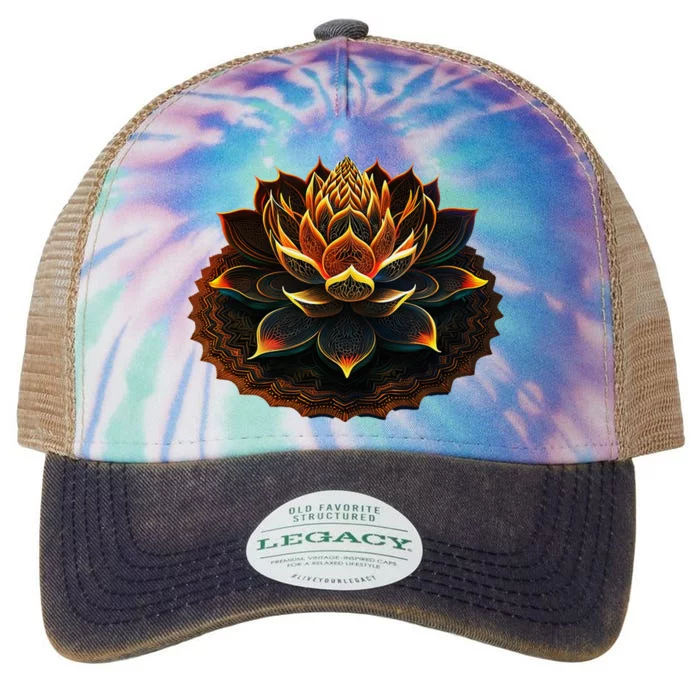 Lotus Flower Yoga Zen Bohemian Namaste Meditation Legacy Tie Dye Trucker Hat