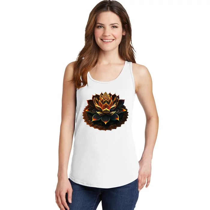 Lotus Flower Yoga Zen Bohemian Namaste Meditation Ladies Essential Tank