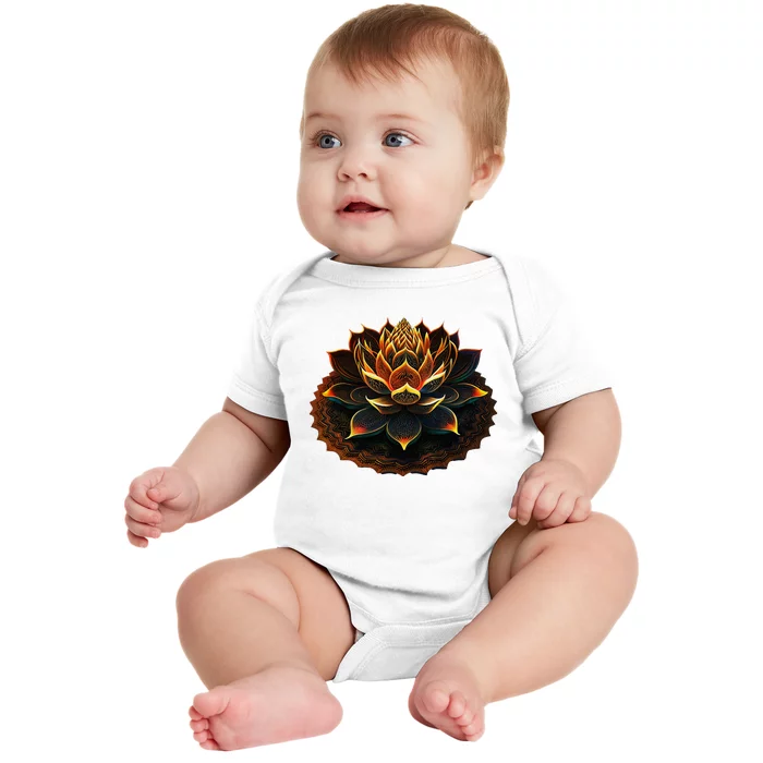 Lotus Flower Yoga Zen Bohemian Namaste Meditation Baby Bodysuit