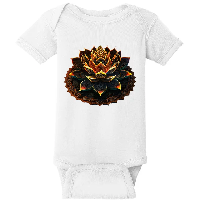 Lotus Flower Yoga Zen Bohemian Namaste Meditation Baby Bodysuit