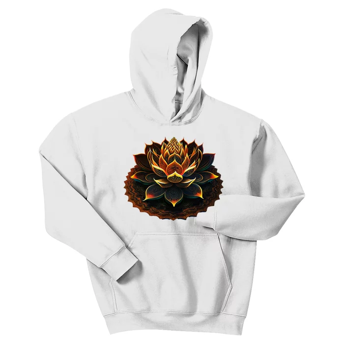 Lotus Flower Yoga Zen Bohemian Namaste Meditation Kids Hoodie