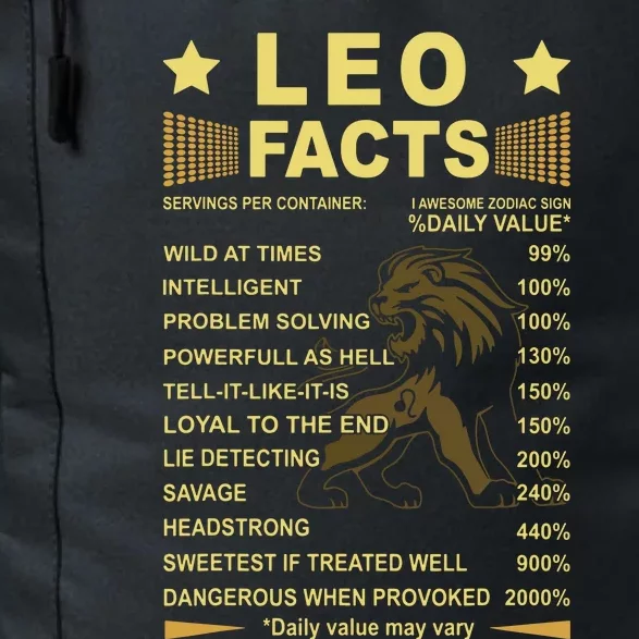 Leo Facts Zodiac Funny Leo Birthday Gift Tee Daily Commute Backpack