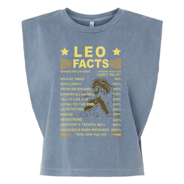 Leo Facts Zodiac Funny Leo Birthday Gift Tee Garment-Dyed Women's Muscle Tee