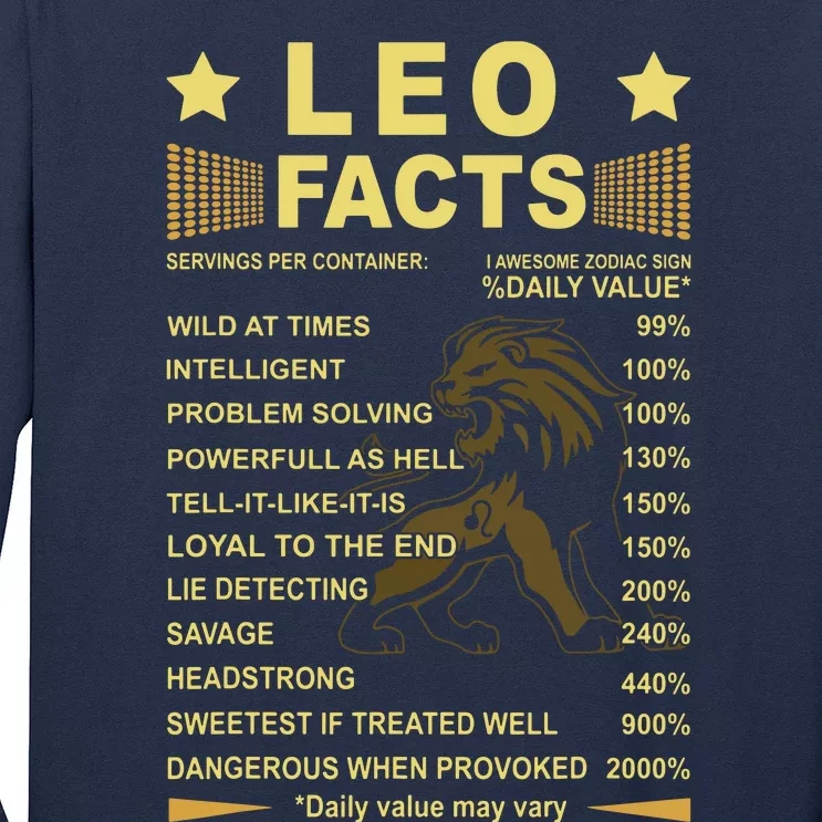 Leo Facts Zodiac Funny Leo Birthday Gift Tee Long Sleeve Shirt