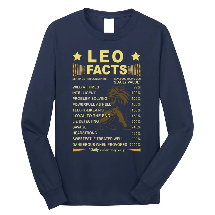 Leo Facts Zodiac Funny Leo Birthday Gift Tee Long Sleeve Shirt