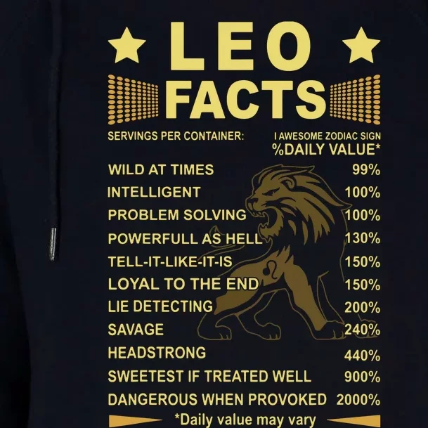 Leo Facts Zodiac Funny Leo Birthday Gift Tee Womens Funnel Neck Pullover Hood