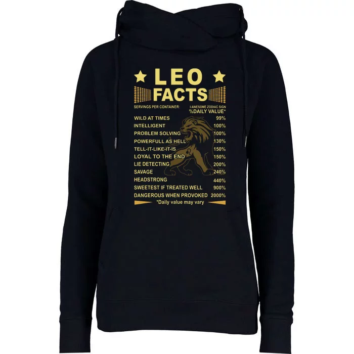 Leo Facts Zodiac Funny Leo Birthday Gift Tee Womens Funnel Neck Pullover Hood