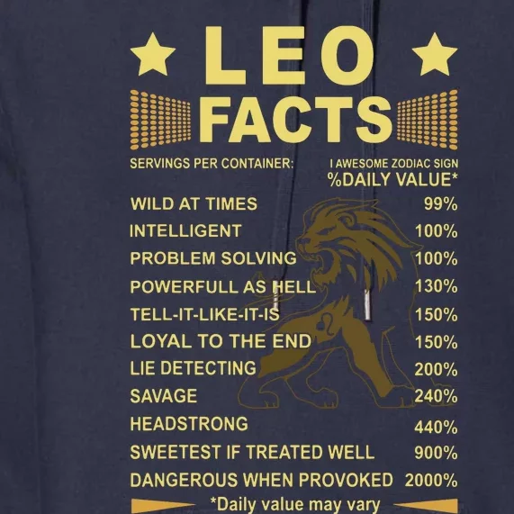 Leo Facts Zodiac Funny Leo Birthday Gift Tee Premium Hoodie