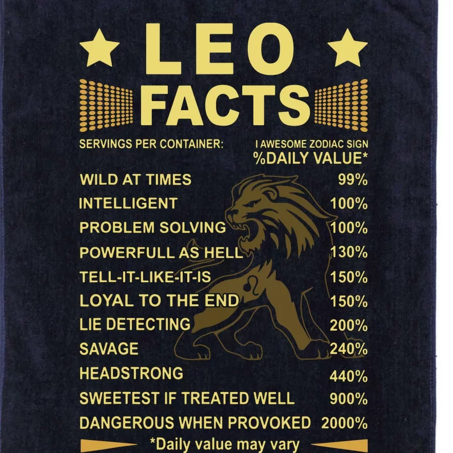 Leo Facts Zodiac Funny Leo Birthday Gift Tee Platinum Collection Golf Towel