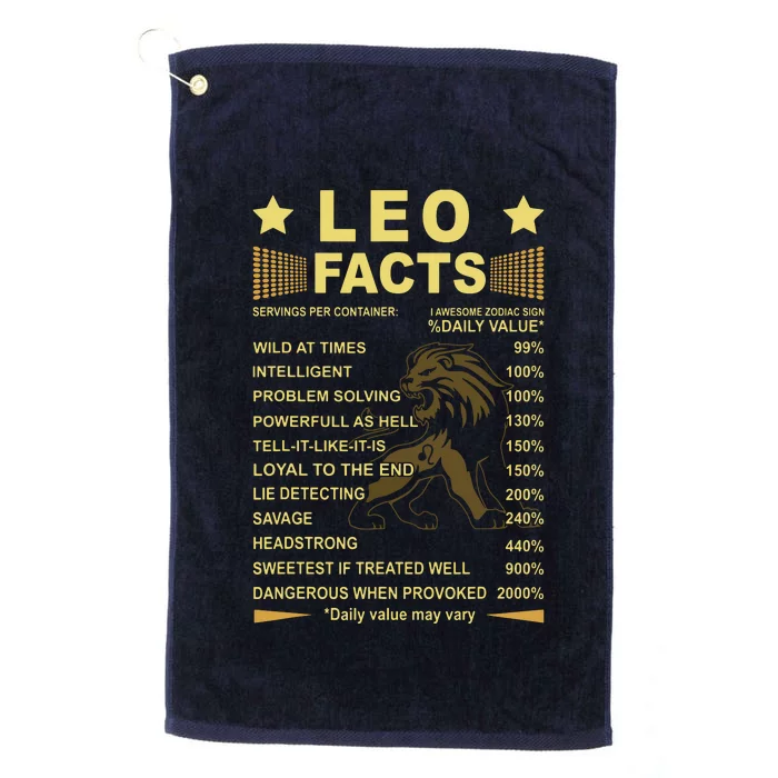 Leo Facts Zodiac Funny Leo Birthday Gift Tee Platinum Collection Golf Towel