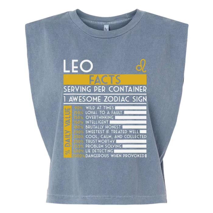 Leo Facts Zodiac Horoscope Funny Astrology Star Sign Garment-Dyed Women's Muscle Tee