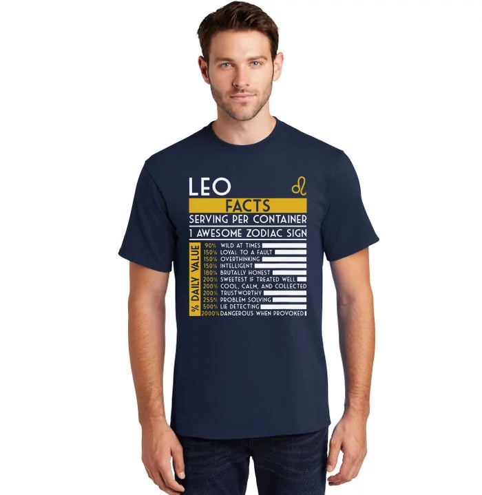 Leo Facts Zodiac Horoscope Funny Astrology Star Sign Tall T-Shirt