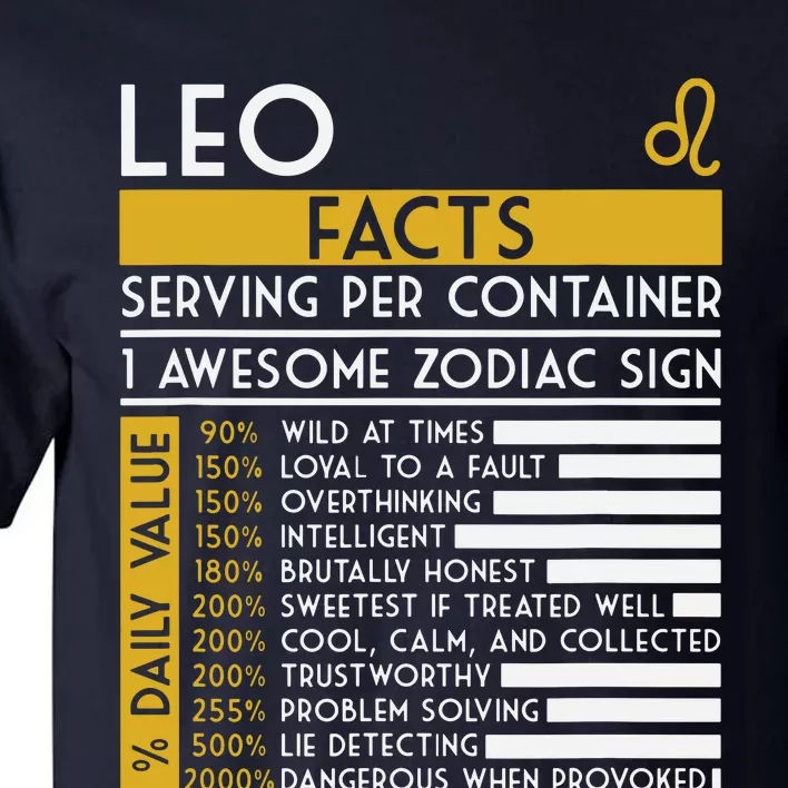 Leo Facts Zodiac Horoscope Funny Astrology Star Sign Tall T-Shirt