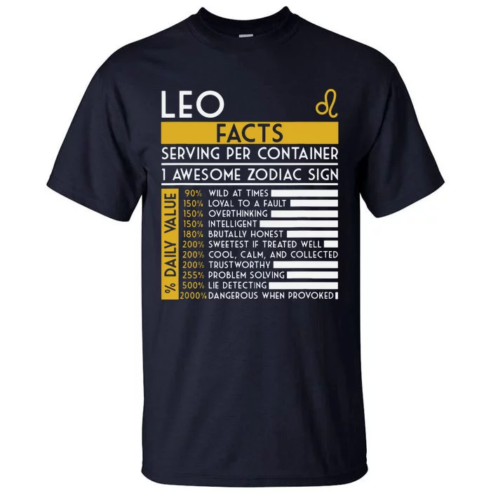 Leo Facts Zodiac Horoscope Funny Astrology Star Sign Tall T-Shirt