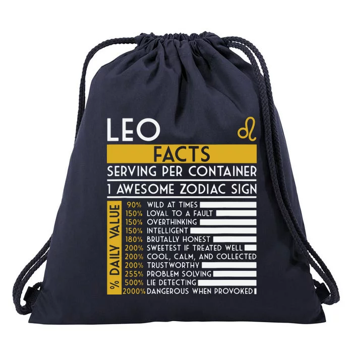 Leo Facts Zodiac Horoscope Funny Astrology Star Sign Drawstring Bag